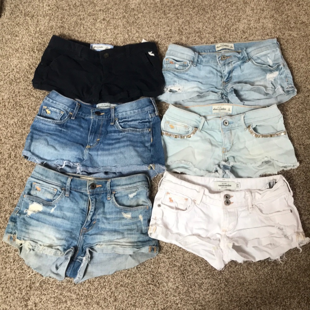 6 Abercrombie Kids jean shortssize 14 come bundle!